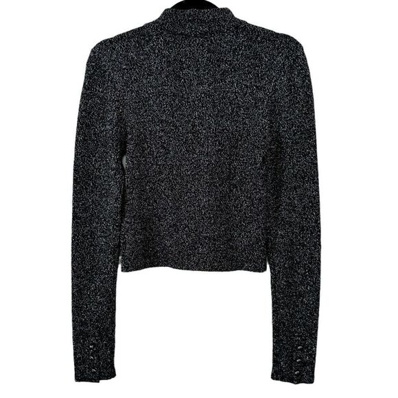 Forever 21 Women's Black Lurex Long Sleeve Halter Blouse Size M - Picture 3 of 7